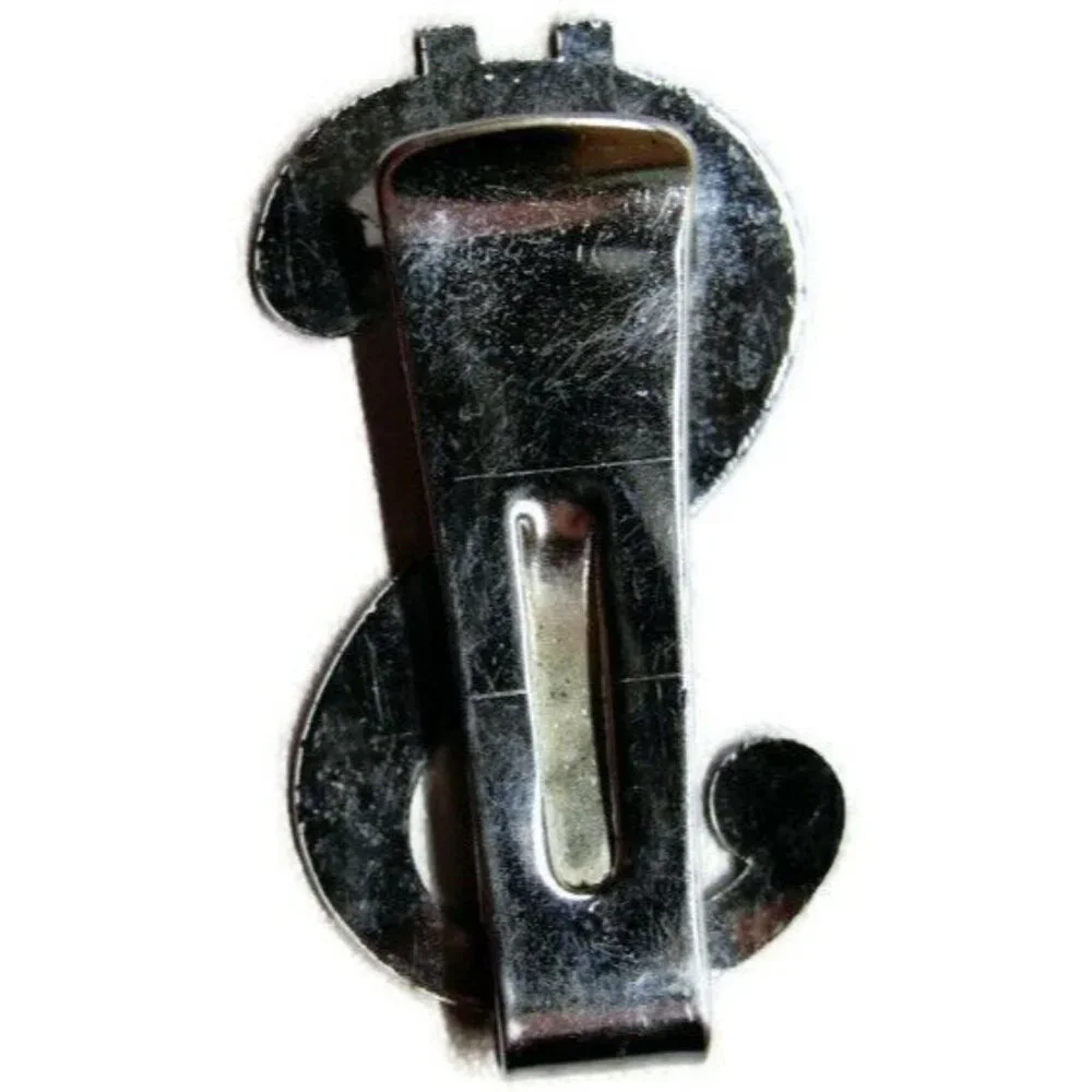 Money Clip Stainless Steel Wallet Credit Card Holder Silver Tone Dollar Sign